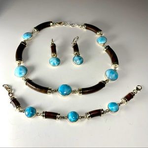 Vintage Sterling Silver Necklace Bracelet Earrings